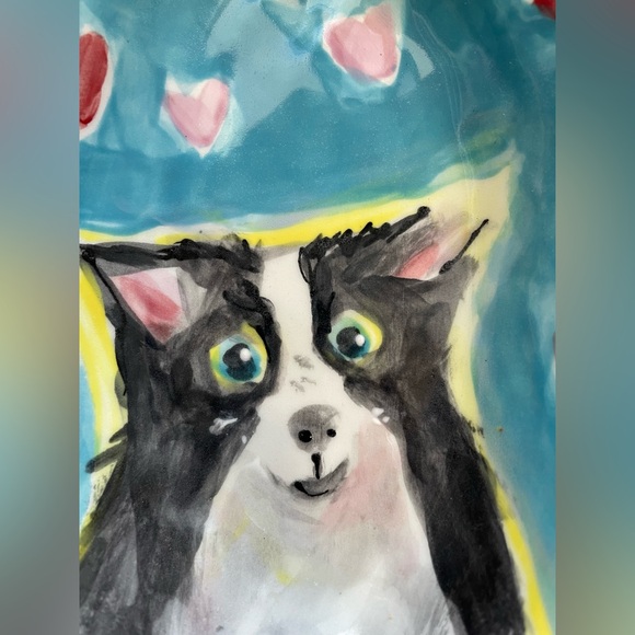 Handmade Ceramic Serving Tray Adorable Dog l11.5” ”x8” Original Design - Picture 3 of 8